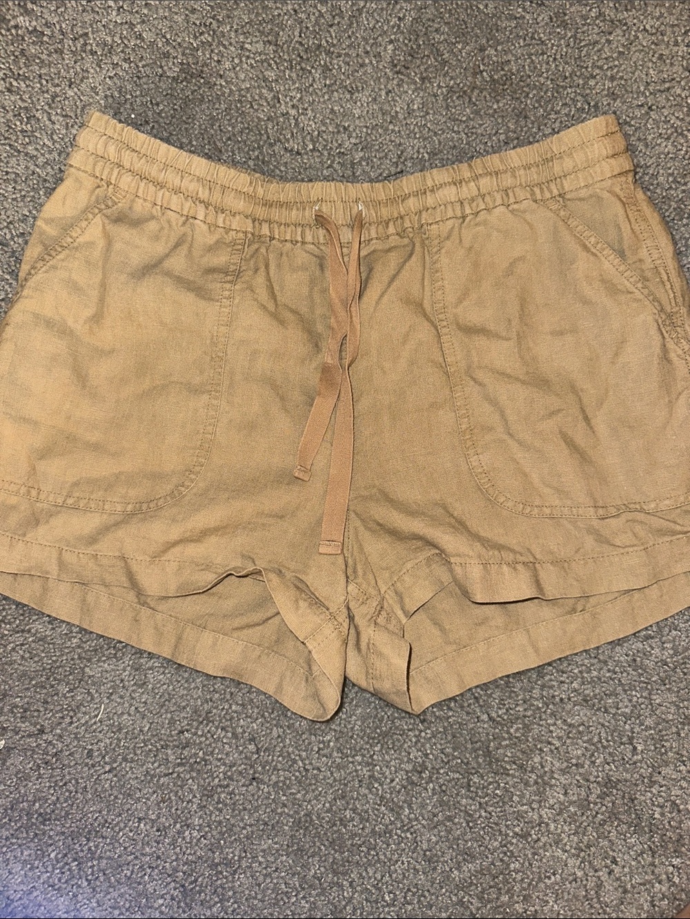 J. Crew Women's Drawstring Linen-Blend Shorts - Khaki size medium